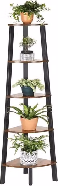 Nordara Black Wood Corner Plant Stand and Flower Rack Display Unit