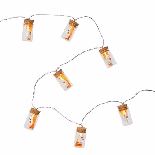 Lights4fun 10 LED Halloween Ghost and Pumpkin Glass Bottle Fairy String Lights, 1.5m, White and Transparent – 2