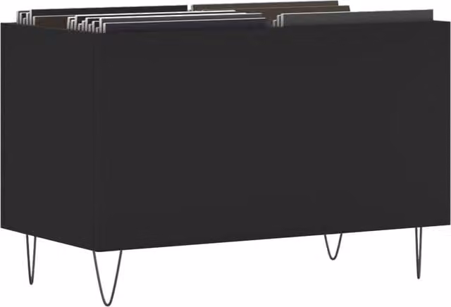 Berkfield Home Modern Black Record Cabinet W/D/H: 74.5 x 38 x 48 cm
