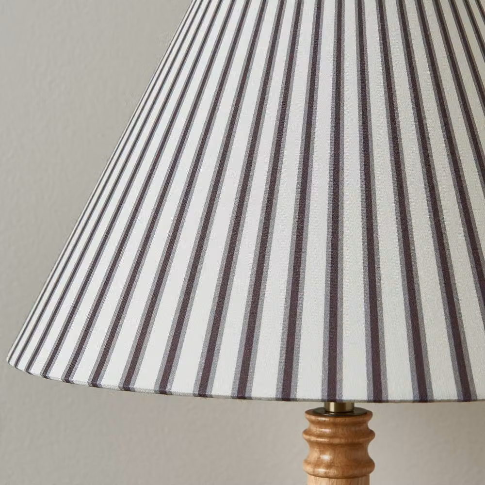 First Choice Lighting Julian Table Lamp in Natural Wood with Brown Fabric Shade, H 55 cm x W 35 cm x D 15 cm – 2