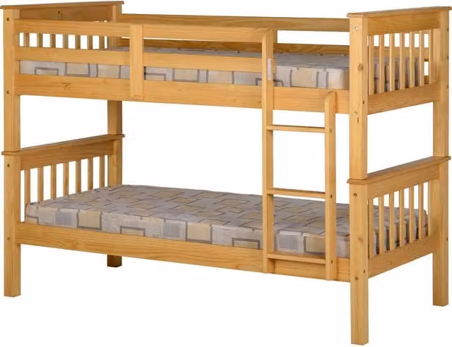 Seconique Neptune 3ft Bunk Bed in Oak Brown Solid Wood