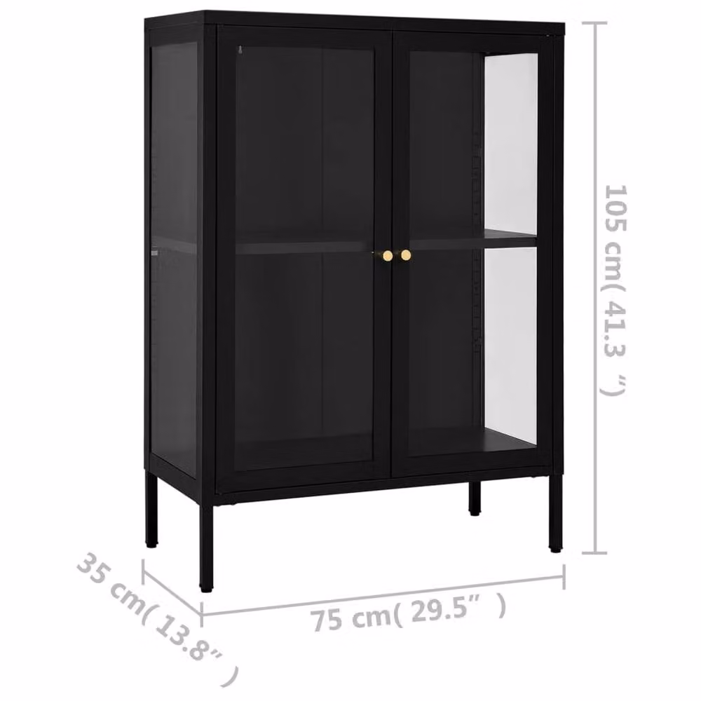 Berkfield Home Black Steel and Glass Sideboard W/D/H: 75 x 35 x 105 cm – 5