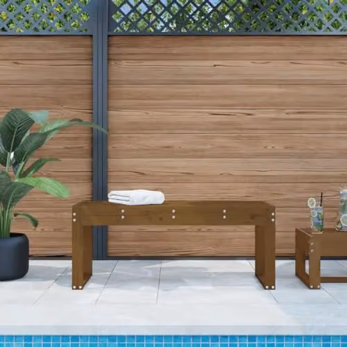 vidaXL Rustic Garden Bench in Brown Solid Pine, W/D/H: 110 x 38 x 45 cm – 2