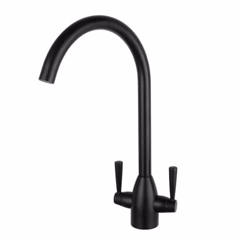 Nes Home Matt Black Modern Kitchen Sink Swivel Mixer Tap with Dual Lever