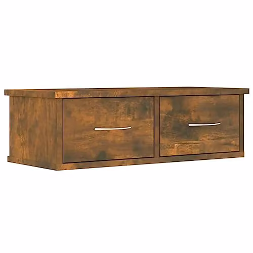 vidaXL Wall Cabinet in Smoked Oak, W: 60 cm, D: 26 cm, H: 18.5 cm