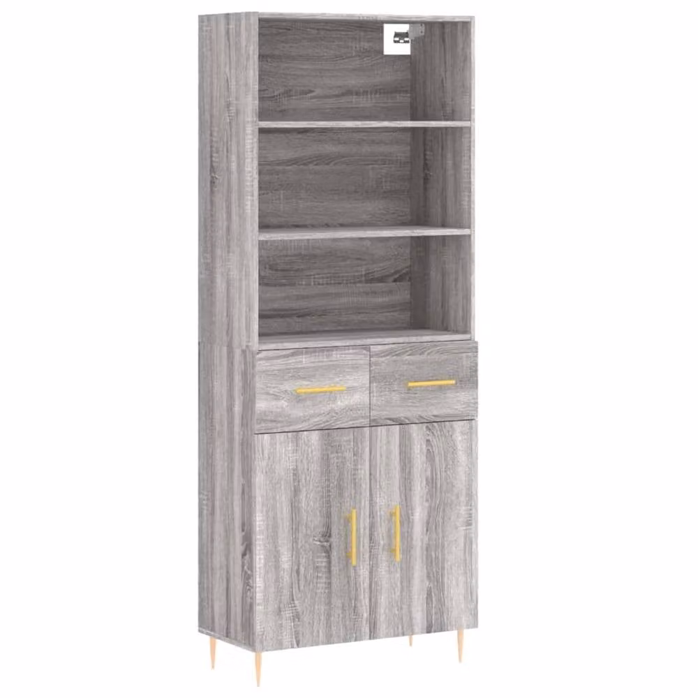 Berkfield Home Grey Sonoma Modern Highboard with Hinged Doors and Internal Shelves, W/D/H: 69.5 x 34 x 180 cm – 3