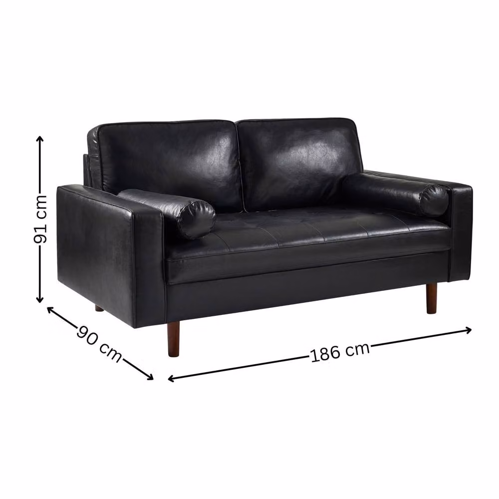 Cheshire Henley Black Faux Leather 3 Seater Sofa – 3