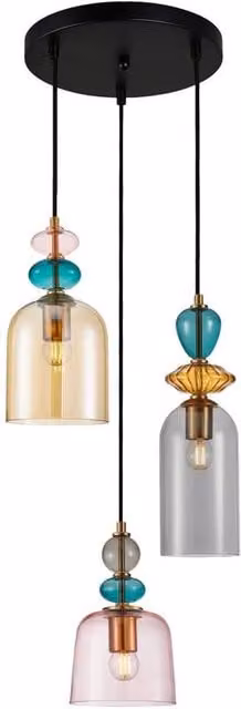 Netlighting Namos Cluster Pendant Ceiling Light in Gold and Brass with 3 x E27 Glass Shades – 1