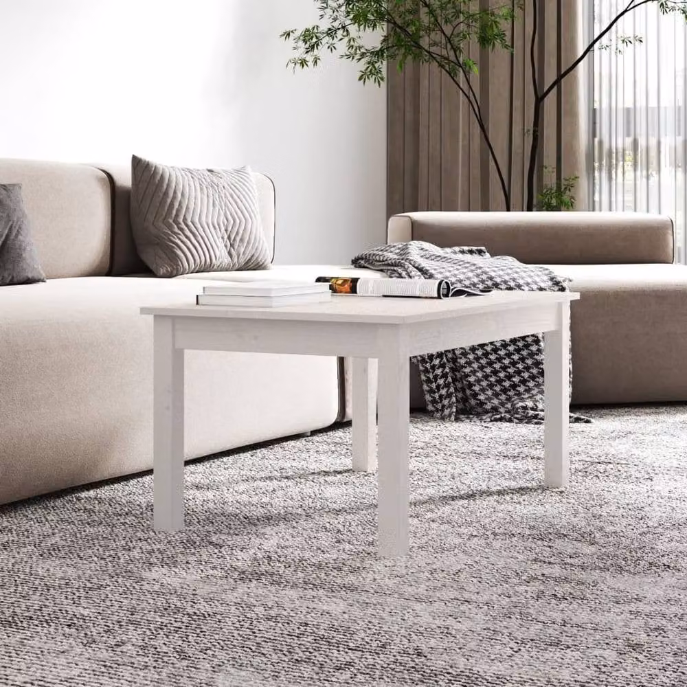 Berkfield Home White Rustic Solid Pine Coffee Table W/D/H: 80 x 50 x 40 cm – 3