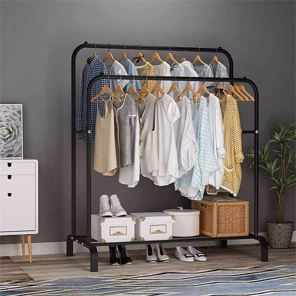 Hinsinc Heavy Duty Double Rail Garment Rack in Matt Black Metal – 3