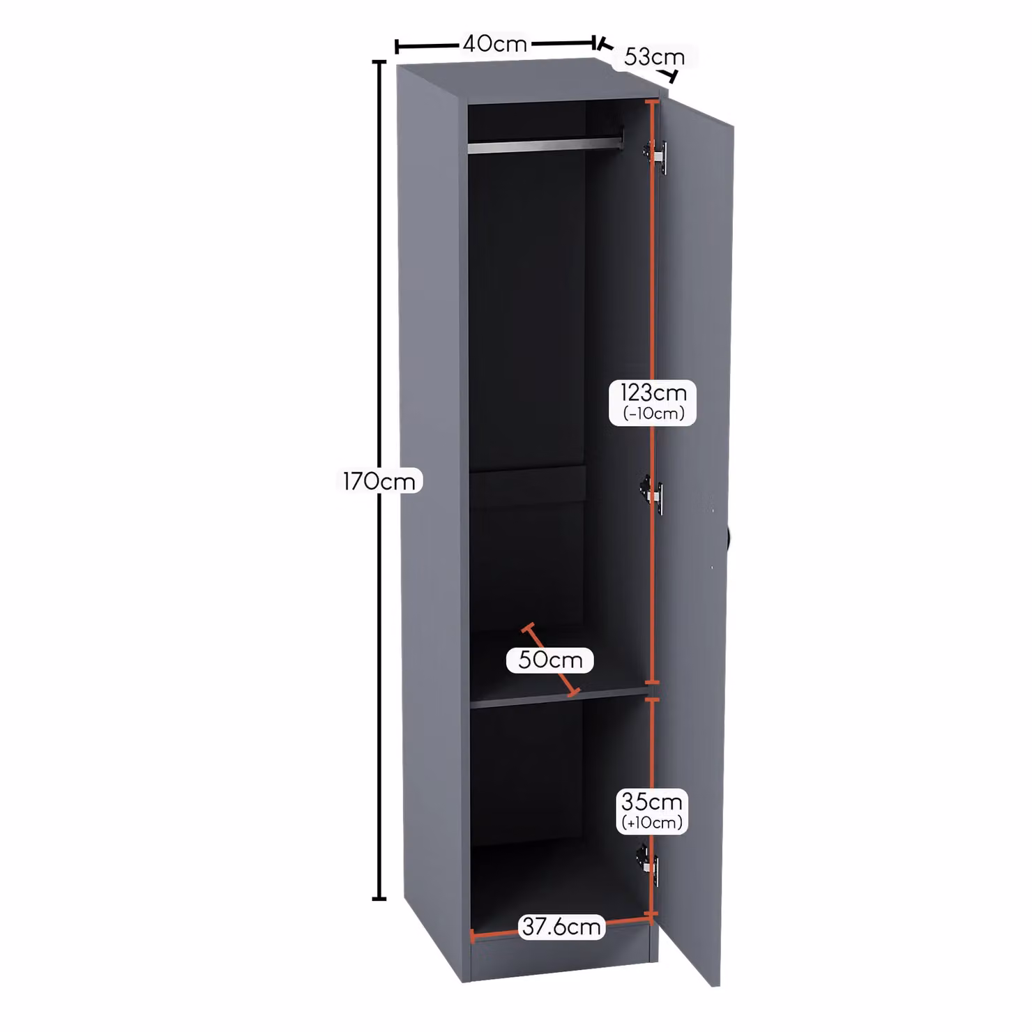Vida Designs Riano 1 Door Grey Wardrobe Storage Organiser – 2