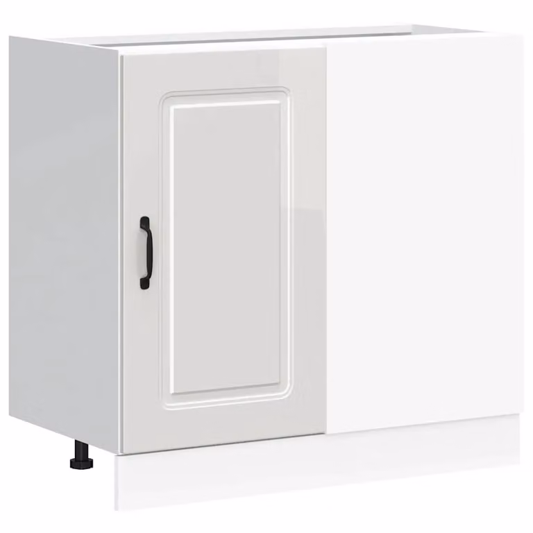 Berkfield Home Kalmar Modern High Gloss White Kitchen Base Cabinet with Hinged Doors and Internal Shelves