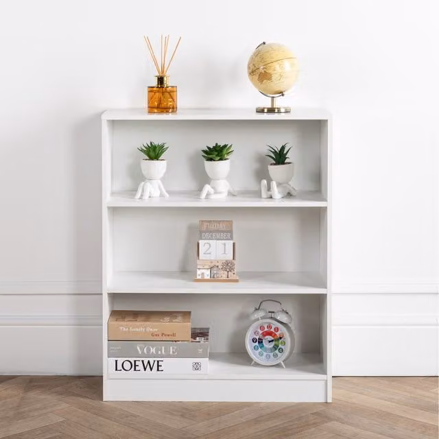 Home Treats Minimalist 3-Cube Freestanding Wood Bookshelf in White, Black or Grey