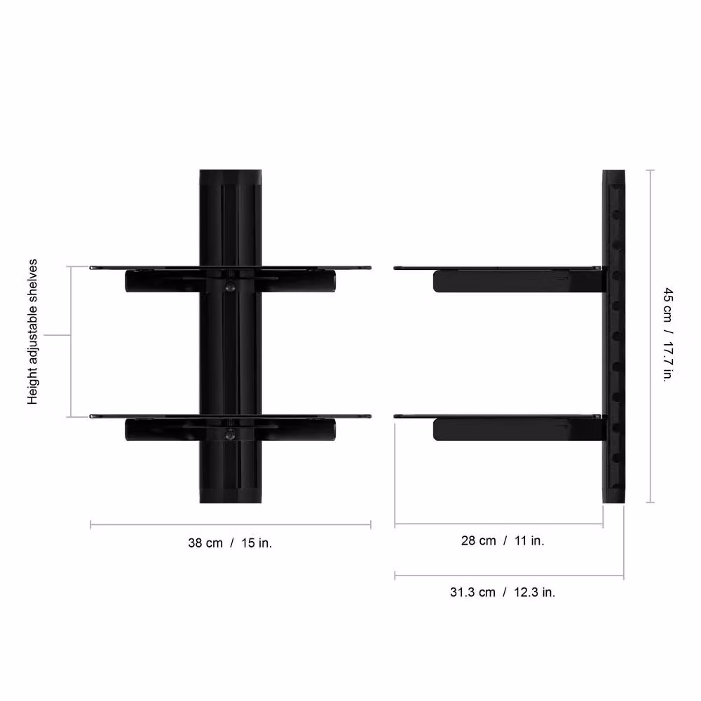 AVF Double Glass AV Shelving in Black – 3