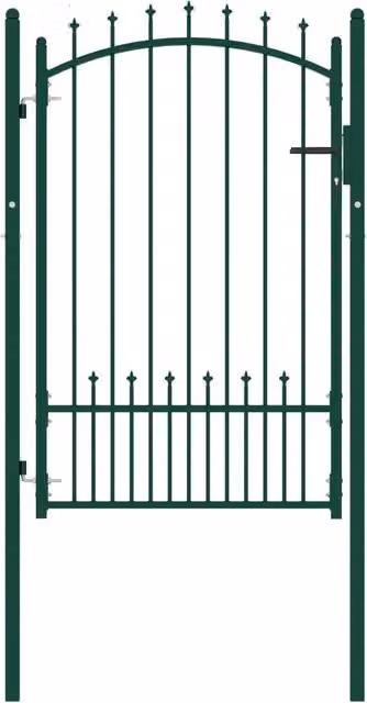 Berkfield Home Green Steel Spiked Swing Fence Gate, W: 100 cm, H: 150 cm