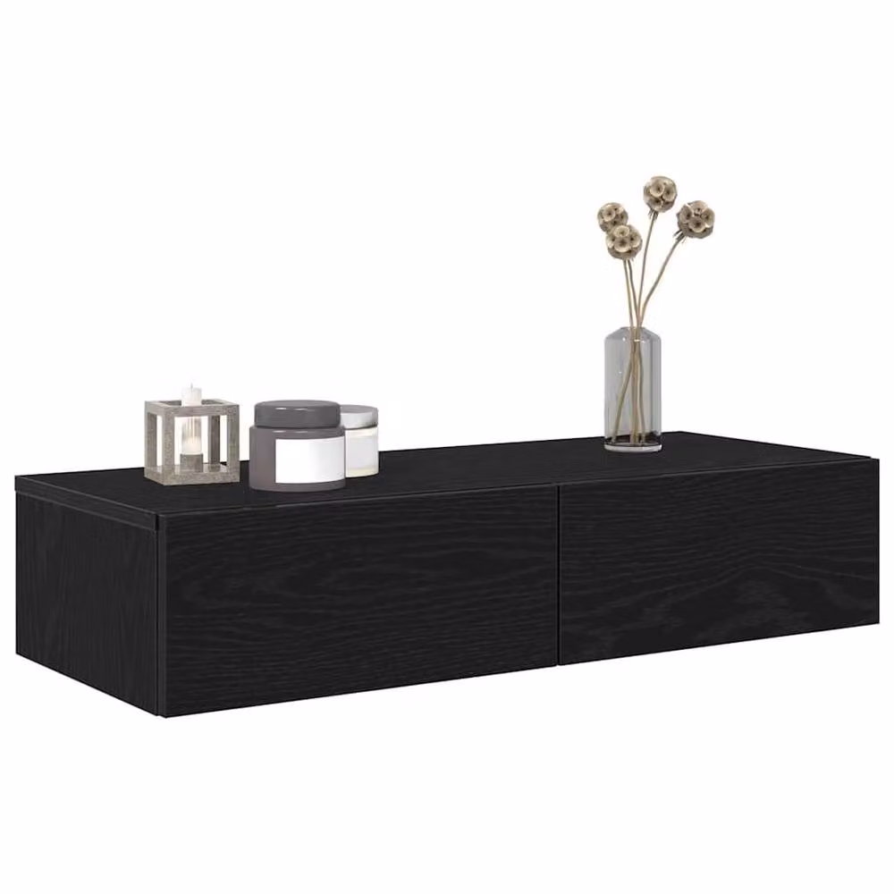 Berkfield Home Modern Black Wall Shelf with Drawers, W/D/H: 80 x 33 x 17 cm – 3