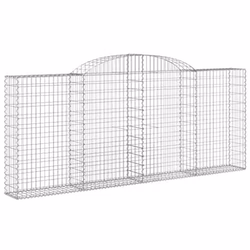 vidaXL Arched Gabion Baskets, 4 Pieces, Silver Galvanised Steel, W/D/H: 300 x 30 x 120/140 cm – 1