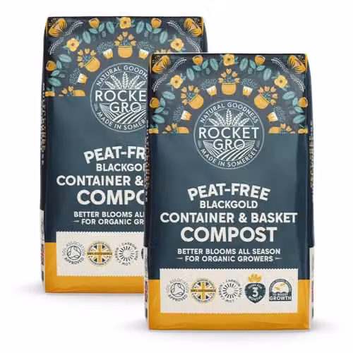 Thompson & Morgan RocketGro BlackGold Organic Peat-Free Container and Basket Compost, 2 x 40 Litres