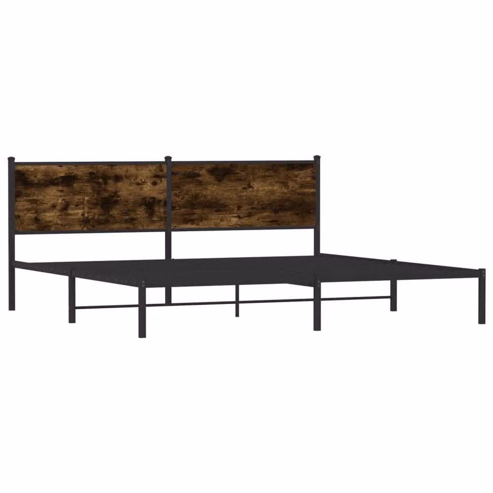 Berkfield Home Classic Metal Bed Frame in Smoked Oak Brown, W: 193 cm, D: 203 cm – 3