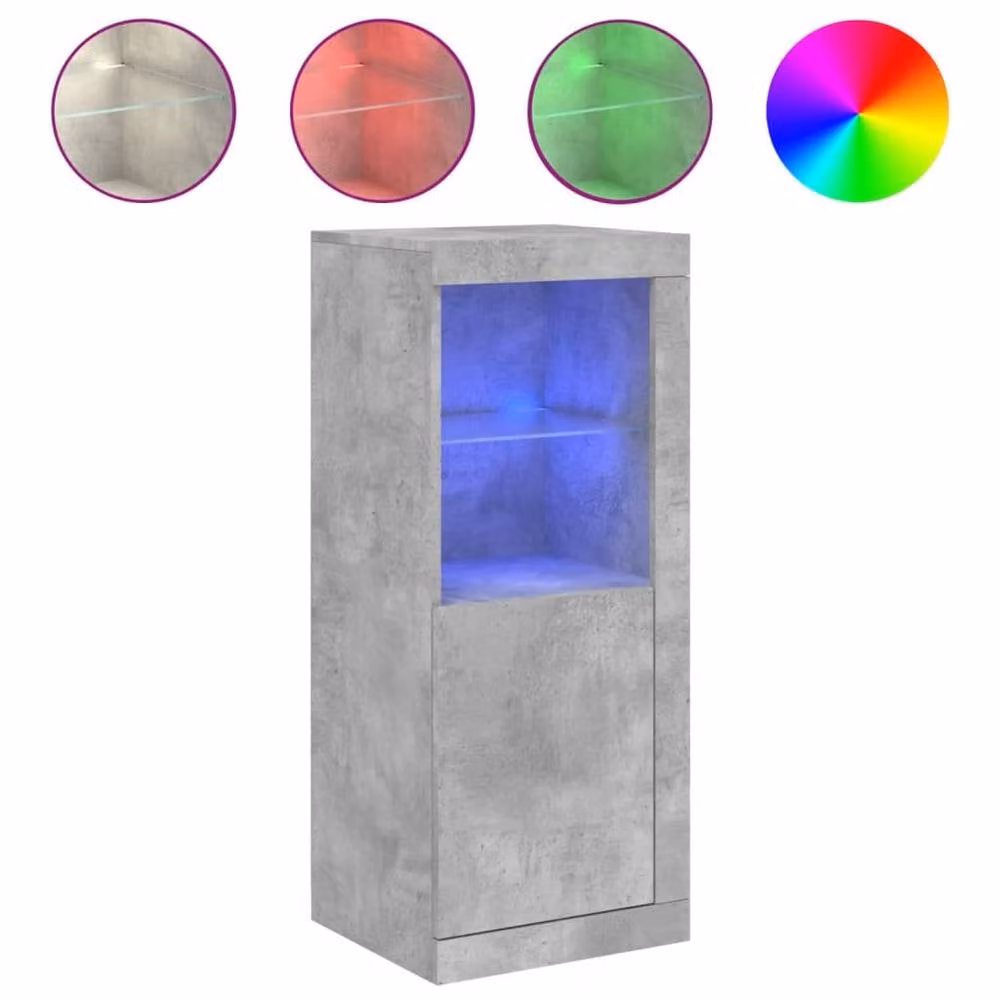 Berkfield Home Sideboard with Integrated LED Lights in Concrete Grey, W/D/H: 41 x 37 x 100 cm – 3
