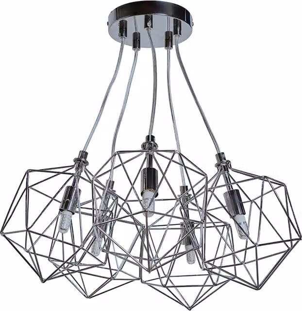 ValueLights Jerome 5 Way Silver Metal Pendant Ceiling Light