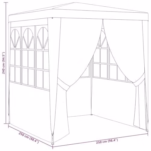 vidaXL Professional Party Tent Side Walls in Anthracite, W/H: 2.5 x 2.5 m – 3