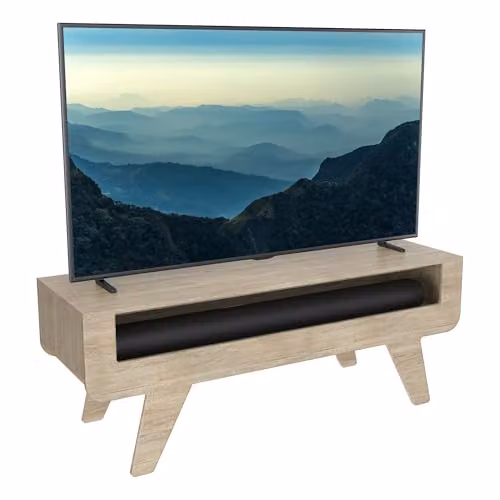 AVF FS1200HOROW Wooden Rectangular TV Stand in White Washed Oak with Retro Tapered Legs, W: 120 cm, D: 39.2 cm, H: 45 cm – 1