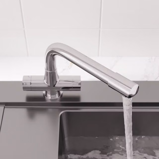 Moritza Two Handle Chrome Kitchen Mixer Tap with Swivel Spout