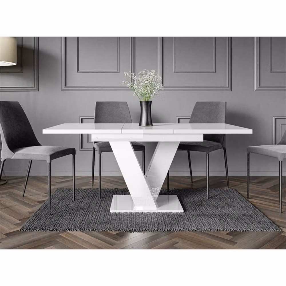 Nordara White Gloss Extendable Rectangular Dining Table W/D/H: 160 x 80 x 75 cm – 2