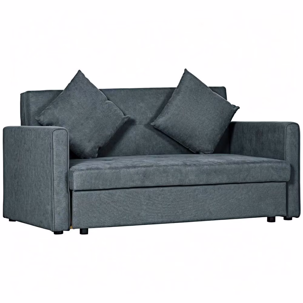 STILVORA 2 Seater Grey Fabric Sofa Bed with Storage and Pull Out Drawer – 4
