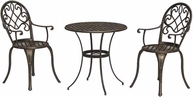 Kelvenix 3-Piece Aluminium Bistro Set in Bronze Tone – 1