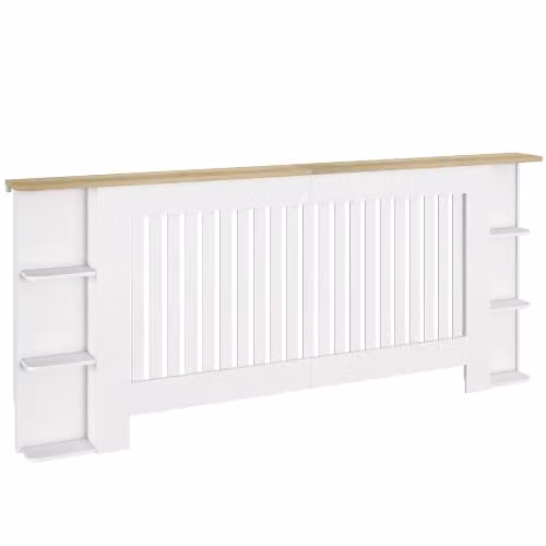 HOMCOM Modern White Radiator Cover with Open Storage Shelves for your Living Room