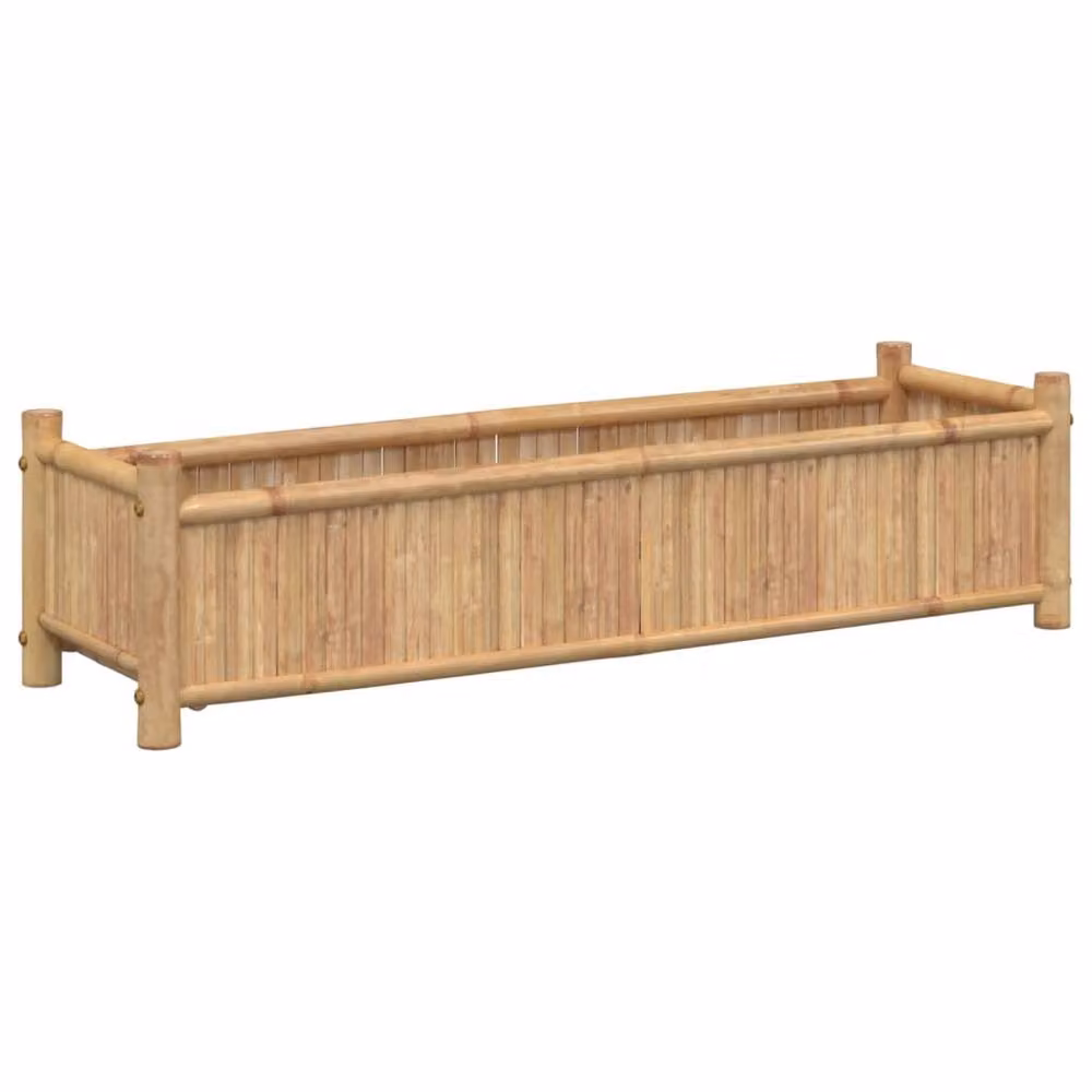 Berkfield Home Bamboo Planter Tub in Brown, W/D/H: 100 x 30 x 25 cm – 2