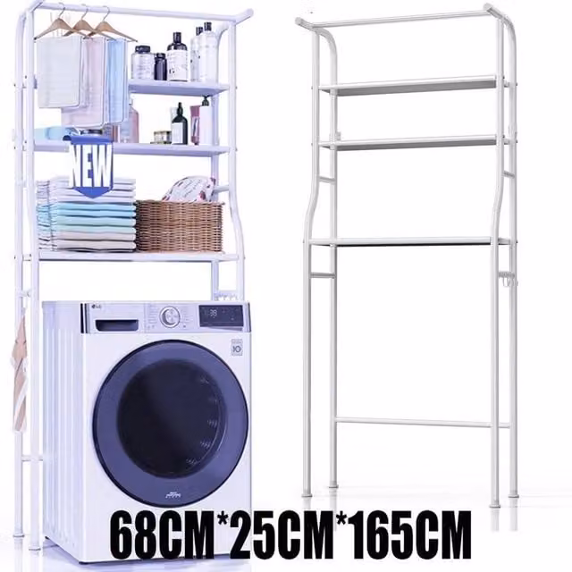 VOGREX 3-Tier White Metal Over Toilet and Washing Machine Storage Rack – 1