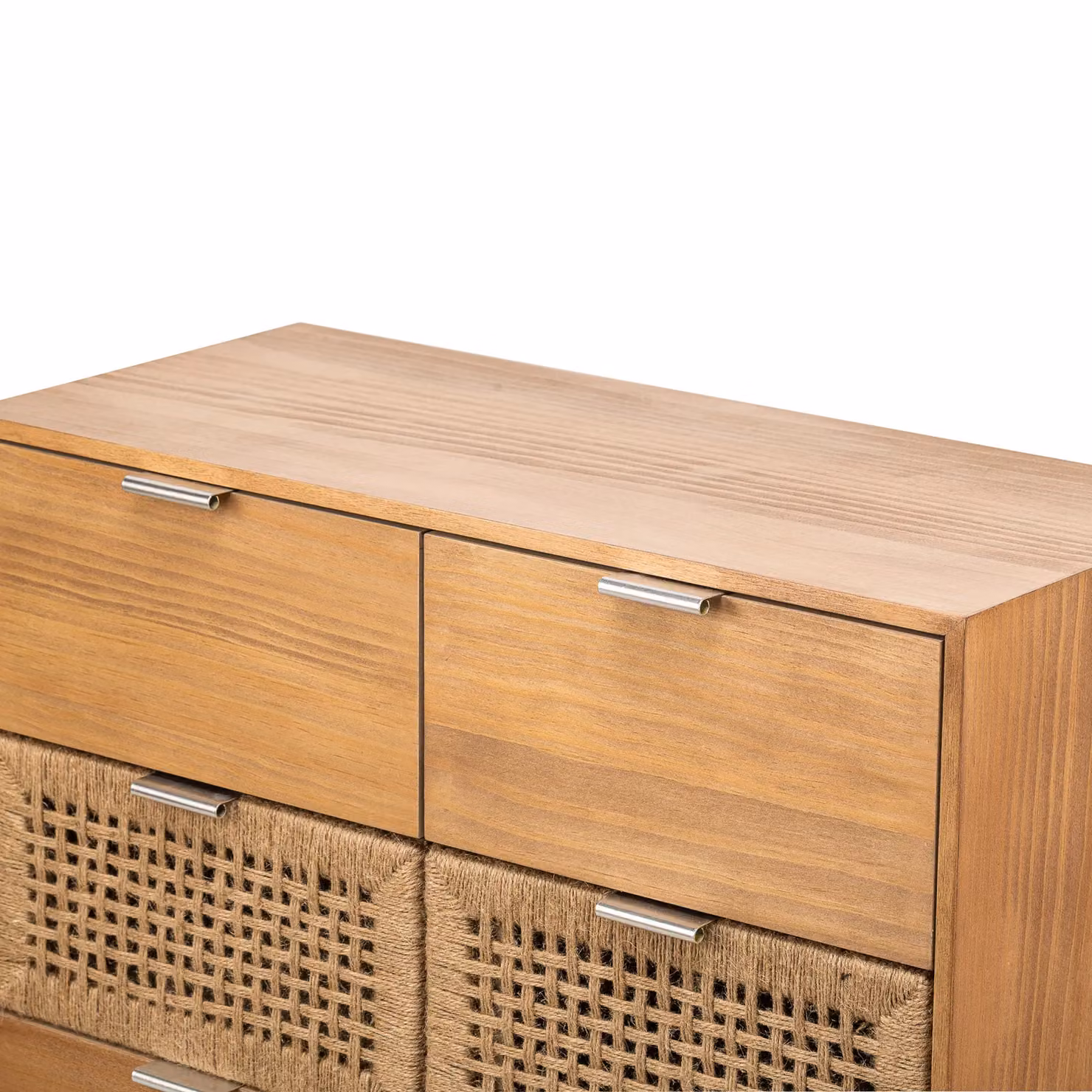 Nordlys Scandinavian Brown Wooden Chest of Drawers with Rattan and Metal Details – 3
