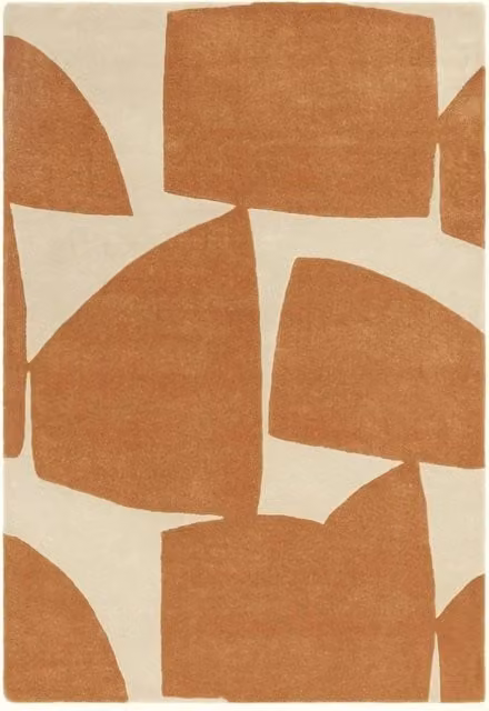 The Rug Shop UK Orange Modern Abstract Handmade Polyester Area Rug W: 200 cm, D: 290 cm