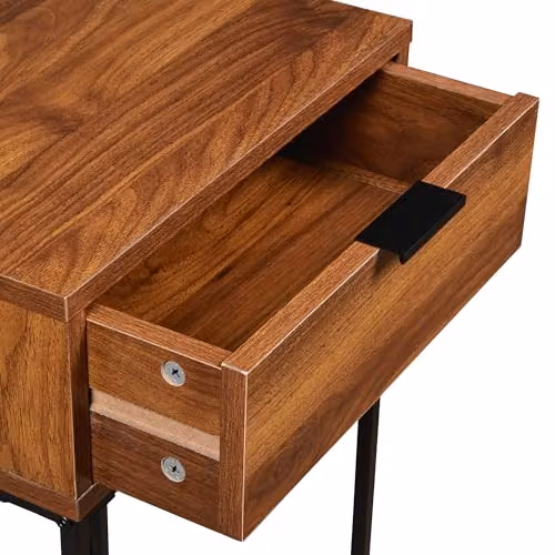 SPOT ON DEALZ Walnut Bedside Cabinets Set of 2 with Metal Frame and Drawers – 2