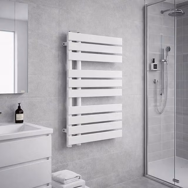 Lux Heat Open Flat White Towel Radiator in Matt White, W: 60 cm, H: 80 cm