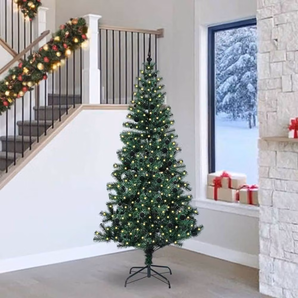 Berkfield Home Elegant Pre-lit Artificial Christmas Tree, Green, Height: 240 cm – 2