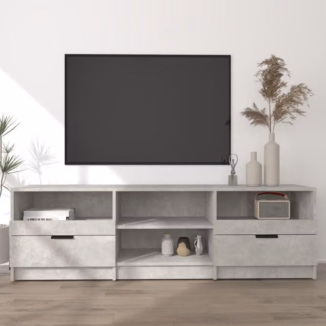 Berkfield Home Modern TV Cabinet in Concrete Grey, W: 150 cm, D: 33.5 cm, H: 45 cm