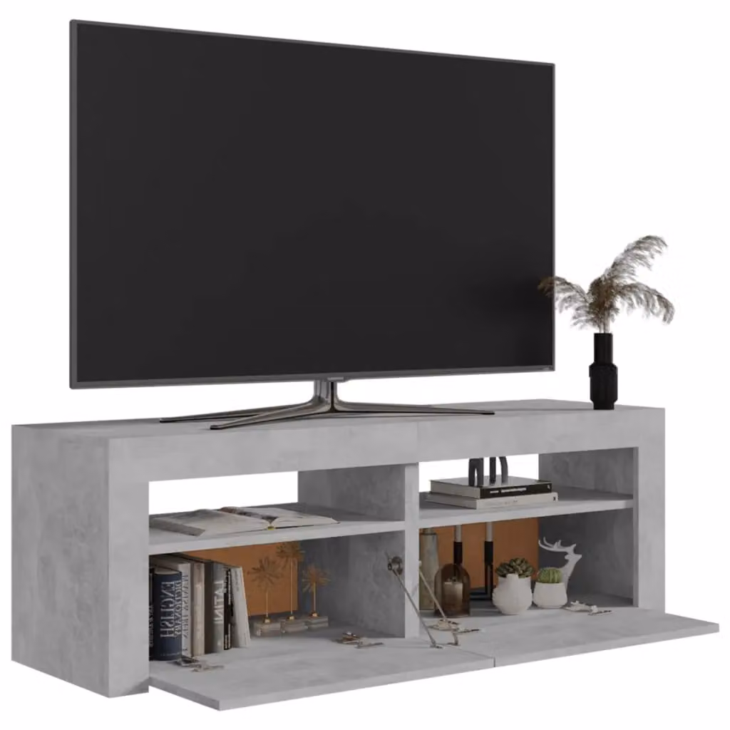 Berkfield Home Modern TV Cabinet with LED Lights in Concrete Grey, W/D/H: 120 x 35 x 40 cm – 3