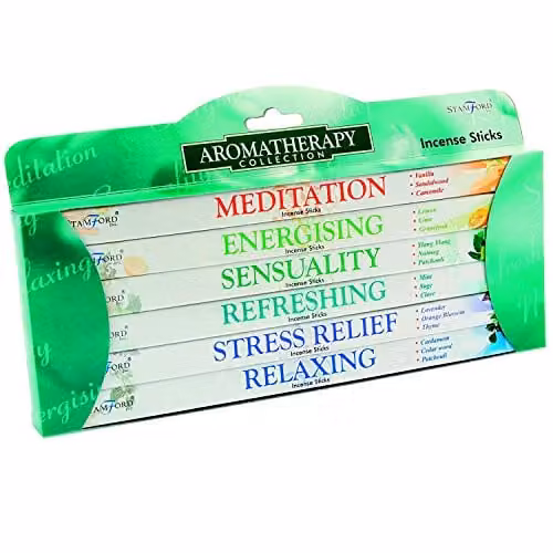 Stamford Aromatherapy Incense Gift Set in White, 6 Packs of 8 Sticks