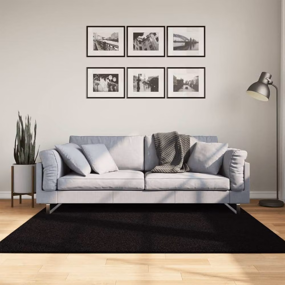 Berkfield Home HUARTE Square Short Pile Washable Rug in Black, W/D: 160 x 160 cm – 2