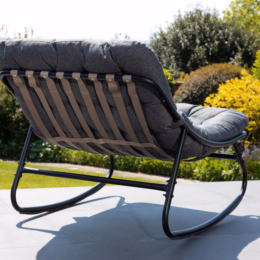 Artemis Home Solace Outdoor Rocking Chair in Grey and Black Metal, W/D/H: 74 x 78 x 101 cm – 2