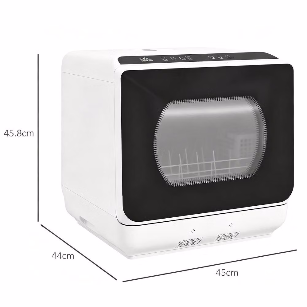 STILVORA Tabletop Dishwasher with 6L Tank Capacity and 5 Wash Programmes, White – 4