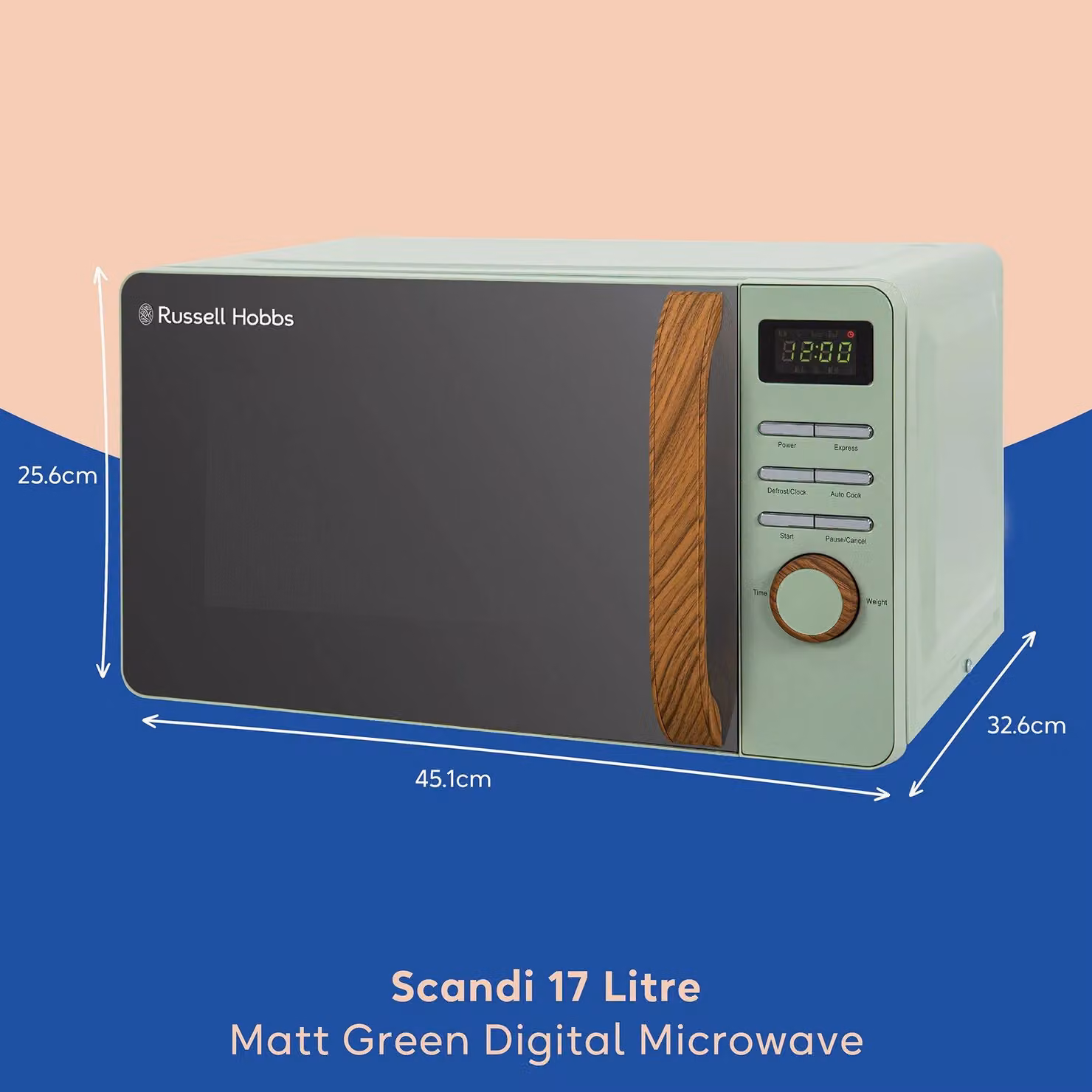 Russell Hobbs RHMD714 Scandi 17 Litre Digital Solo Microwave, Light Green – 2