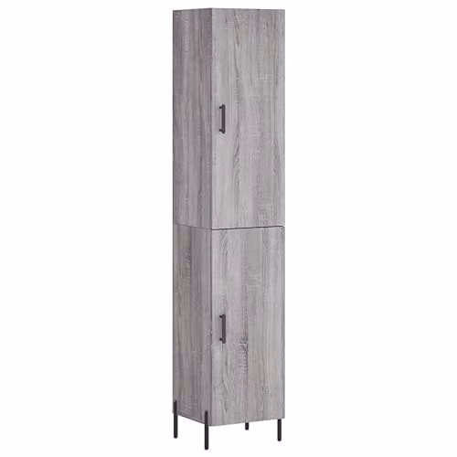 vidaXL Modern Grey Highboard with Hinged Doors and Internal Shelves, W/D/H: 34.5 x 34 x 180 cm – 1