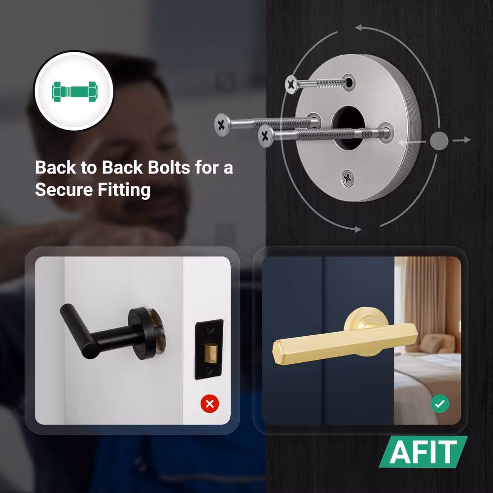 AFIT Satin Brass Internal Door Handle and Latch Set in Gold – 3