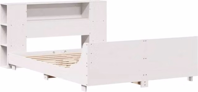 Berkfield Home Full Bed Frame in White Solid Pine, W/D/H: 160 x 200 x 82 cm