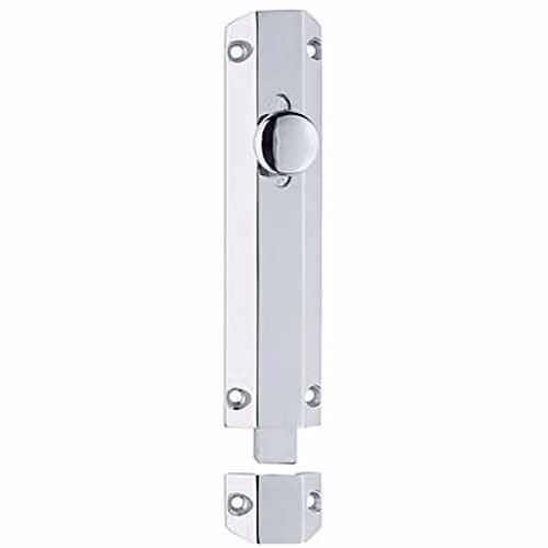 Loops Surface Mounted Flat Sliding Door Bolt Lock in Silver